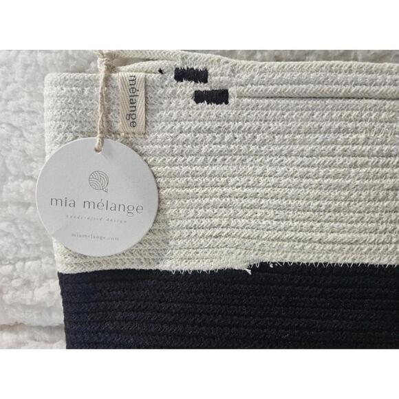 New Mia Melange Handcrafted Foldable Basket Black & White Classic Design Style - Picture 3 of 9